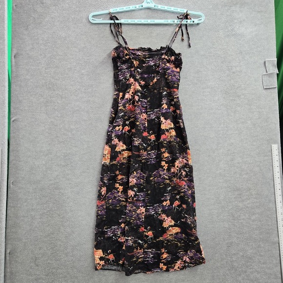 Free‎ People Women Dress 2 Black Linen Blend Beach Party Floral Slip Sleeveless - Picture 10 of 10